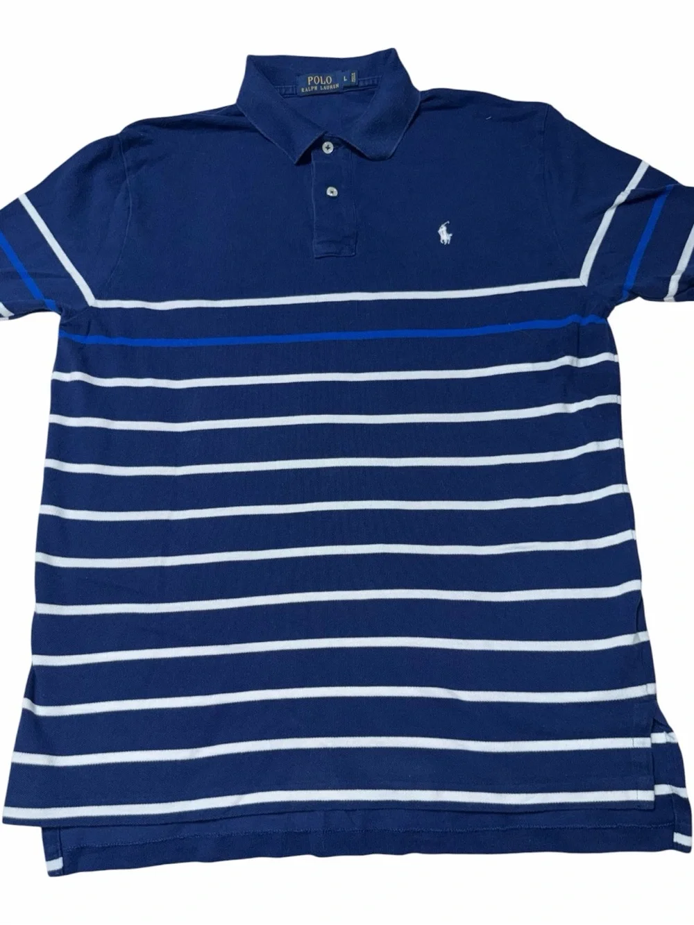 Polo by Ralph Lauren Navy Polo with White & Royal Blue Stripes